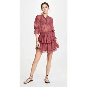 Misa Los Angeles Inge Printed Ruffle Mini Dress Womens Small New